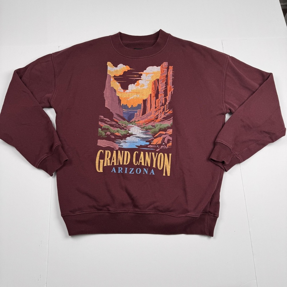 Grand Canyon Arizona Sweatshirt Mens Medium Maroon State Of Mine Crewneck Fleece